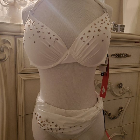 Jantzen Other - White Jeweled Bikini